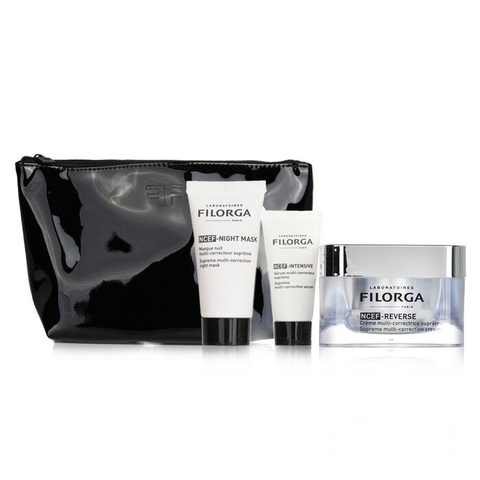 フィロルガ レボリューション ギフト セット 限定版: 1x NCEFリバース クリーム 50ml + 1x NCEFナイト マスク 15ml + 1x NCEFインテンシブ セラム 7ml +1 バッグ Filorga Aeing Revolution Gift Set Limited Edition 3pcs+1
