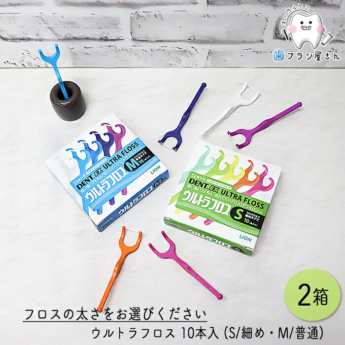 LION DENT. Ex. ウルトラフロス M ふつう/S 細め 10本入 2箱 | デンタルフロス ホルダー付き Y字ホルダー 歯科専売品歯科 オーラルケア