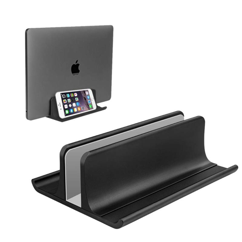 VAYDEER ノートパソコン スタンド PCスタンド 縦置き 収納 ホルダー幅調整可能 アルミ合金素材 for タブレットipad Mac mini MacBook Pro Air - ブラック