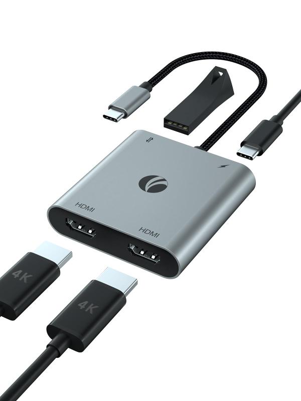 VCOM USB nu Type c HDMI 2|[g4-in-1 ϊA_v^[y HDMI+HDMI zhdmiz 4K@60fA MSTx Thunderbolt 3 Ή 100W}PD[d USB2.0|[gMacBook Air, iPad Pro, Dell XPS, Surface, Samsung Galaxy, USB C foCX