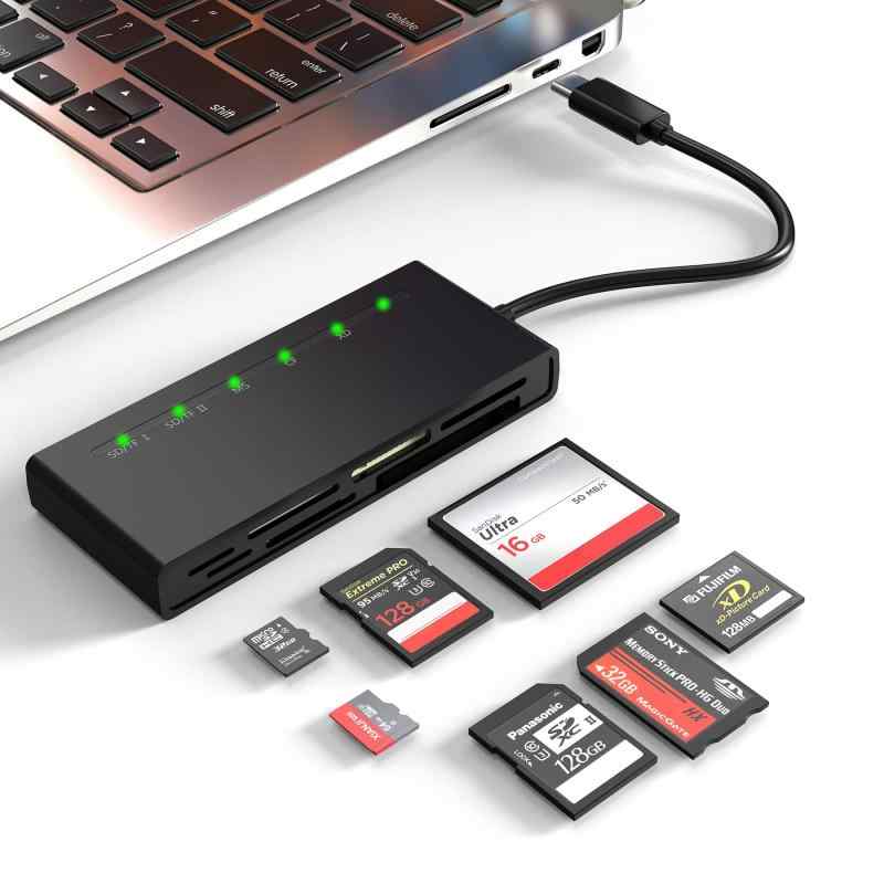 USB C マルチカードリーダー SD/TF(Micro SD)/CF/XD/MS Type-C 5Gps 高速7in1 XDピクチャーカード リーダー SDXC SDHC TF Micro SD CF MS MMCカード用 CFカード アダプター 5枚