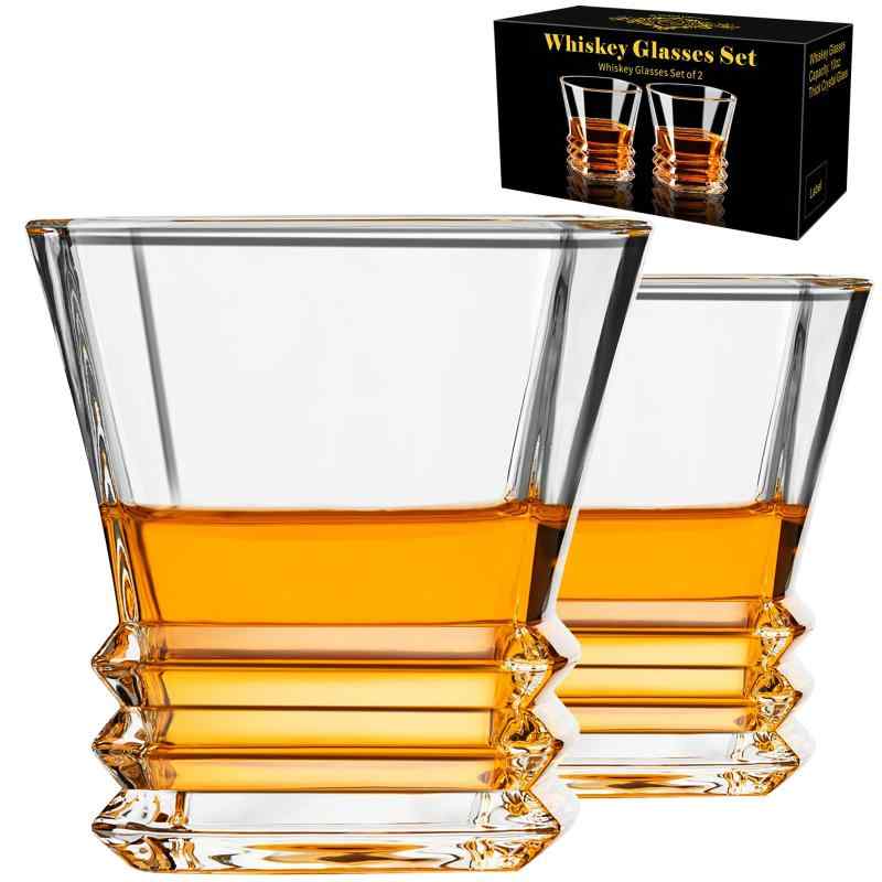 ウイスキーグラス 2 個セット、オールドファッションカクテルグラス、10 オンスのウイスキーグラス、バーボングラス、スコッチ、酒ウォッカ、バーボン用ロックグラス、男性、夫、