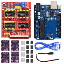Youmile CNC シールド V3.0 拡張 ボード キット(Arduino用ボード付き)、4個 DRV8255ステッピングモータードライバーとヒートシンク、10個ジャンパーキャップ、彫刻機用USBケーブル(3)