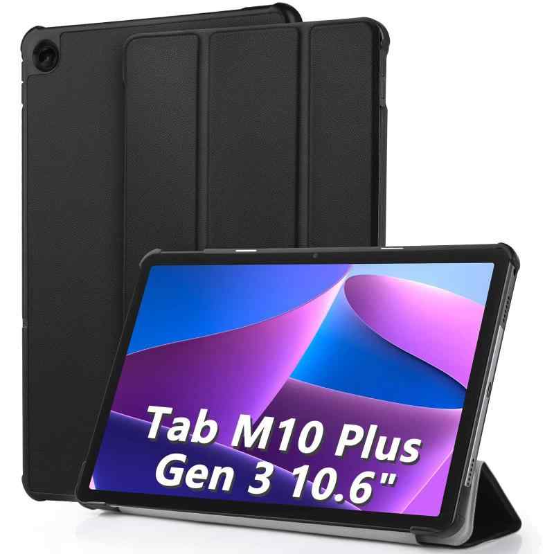 Hianjoo Lenovo Tab M10 Plus (3rd Gen) 対応 ケース 10.61インチ タブレットケース Lenovo Tab M10 Plus (3rd Gen) 対応 カバー スタンド機能付き オートスリープ機能 全面保護ケース 耐衝撃 擦り傷防止 - ブラック【対応機種】Lenovo Tab M10 Plus (3rd Gen) 10.61インチ 対応 専用ケース。その他のモデルには対応しません、ご購入前にモデルをよくご確認いただきます。【オートスリープ機能】 オートスリープ機能対応モデル、 カバーをあけると電源が自動的にON、閉じると電源が自動的にOFF。電源ボタンを押す手間も省けますし、バッテリーの消耗を最小限に抑えることが可能です。【三つ折りスタンド】フロントカバーを折り曲げて簡単にスタンドの形にすることができ、必要に応じて適した角度を調整し、両手を解放して動画鑑賞や読書も楽しめます。【上質素材】フロントカバーは手触りが良く耐久性に優れた高級PUレザーで作られており、見た目も美しく高級感にあふれています。カバー内部の材質はマイクロファイバーであり、摩擦による傷を抑制し、液晶画面を保護します。【高い操作性】寸法等は精度良いて、ケースを装着したままでも高い操作性を確保します。ケースは本体にピッタリとフィットしています。電源ボタン、音量調節ボタンも大変押しやすいです。