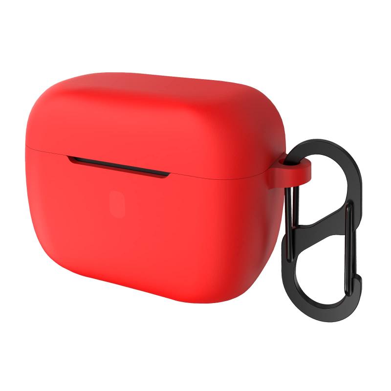 シリコン カバー 互換性 カバー Sennheiser CX 400BT 対応 True Wireless Earbuds 充電ケース充電ケースカバー 外装カバー キーホルダーフック付き 充電ポートアクセス可能 (Red)
