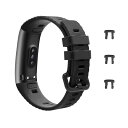 ATiC HUAWEI Band 4 pro/Band 3 pro 交換用ベルト ファウェイバンド 3 スポーツベルト シリコン 304ステンレス製中留 通気性 ソフト スポーツ向き 取付簡単 軽量 耐久性 調整可能 Black