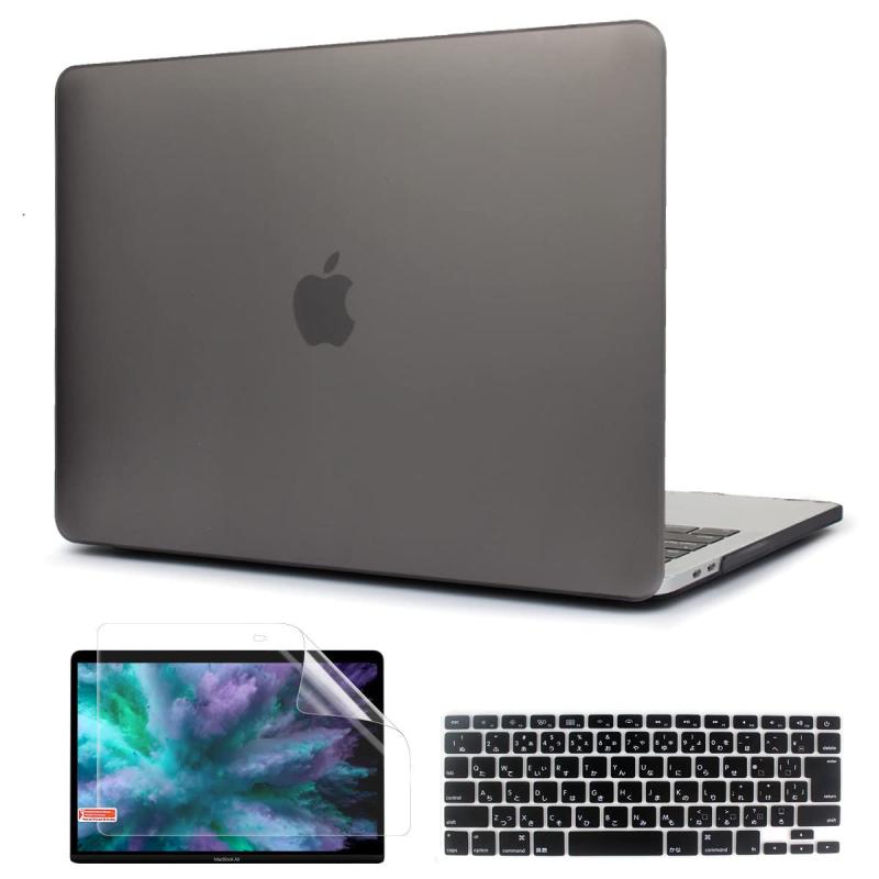 TwoL 13インチ MacBook Pro 2016/2017 用スナップ式 排熱口デザイン PCハードケースシェルカバー New MacBook Pro 13 Retina A1708 JIS配列キーボードカバー スクリーン保護フィルム (つや消し グレー)