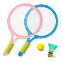 テニス バドミントン ミニラケット おもちゃ 子供アウトドア 室内 スポーツ 運動 (ピンク+ブルー)親子プレイ アウトドアバドミントン スポーツ(3)