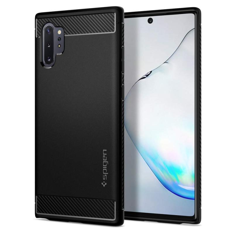 【Spigen】 Galaxy Note10 Plus ケース [ SC-01M SCV45 ] 対応 TPU 米軍MIL規格取得 耐衝撃 衝撃吸収 傷防止 カメラ保護 Qi充電 ワイヤレス充電 純正 シュピゲン ラギッド・アーマー 627CS27331 (マット・ブラ