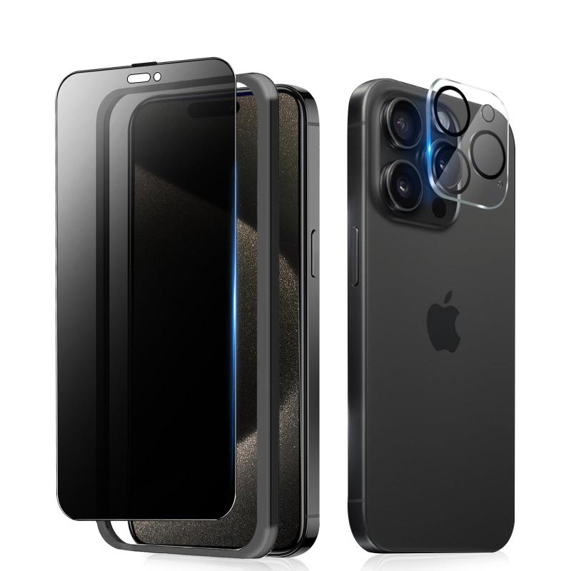 【360°覗き見防止】iPhone15ProMax ガラスフィルム 覗き見防止 360度 + iPhone15 ProMax カメラフィルム iphone 15 Pro Max 保護フィルム 360度全方向覗き見防止 iPhone15Pro max 強化ガラス …