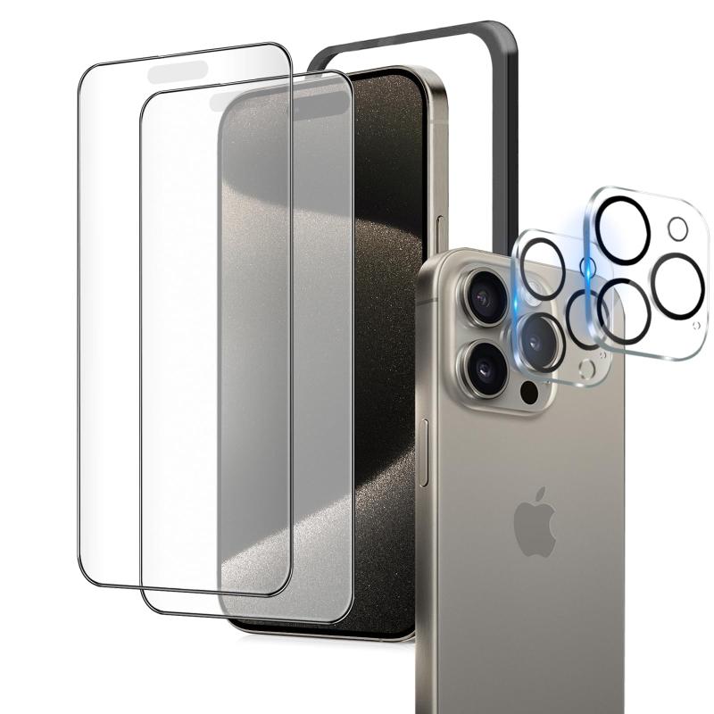 iPhone 15 Pro max ガラスフィルム アンチグレア 【2+2枚】 いPhone15Pro max フィルム さらさら アイフォン15Promax 保護フィルム サラサラ iPhone15プロマックス 用 強化ガラス 画面 保護 シート 【指紋防