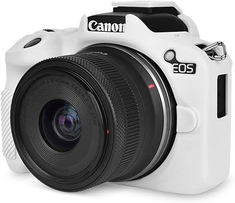 R50 ケース、Canon EOS R50 ケース eos r50 カメラケース R50保護ケース シリコーンカバー 三脚穴付き バッテリーの交換可能 軽量 携帯便利 フルボディカバー キズ防止 13色可選(WT)