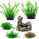 HUIZHOU 水槽用 人工水草 レイアウト 水槽飾り フィッシュタンク人工水草 水槽内装 アクアリウム 観賞魚/熱帯魚/金魚 隠れ家 水族館内装 構築植物 魚タンクデコレーション 癒し水景 (6点セッ(4)