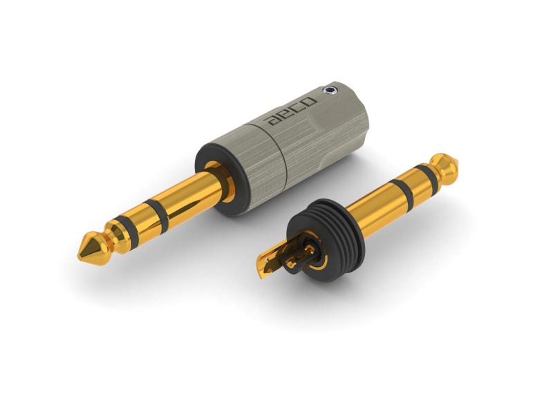 aeco TRS Plug 6.3mm Stereo AT6-1231G, 1pcs/1set, Gold Plating, Vacuum bag
