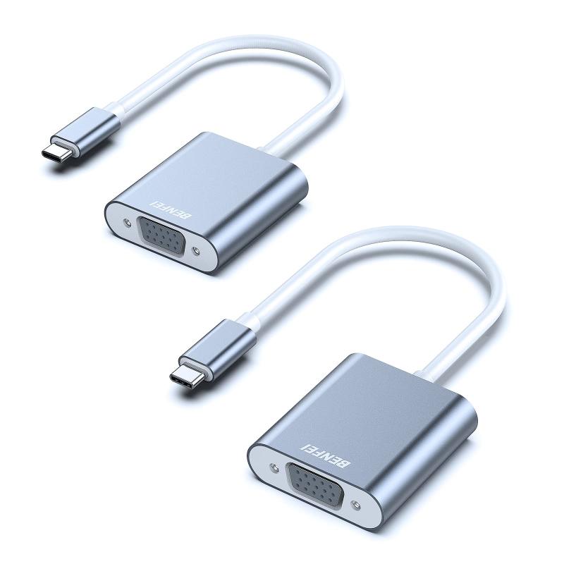 BENFEI 2 USB-C-VGAA_v^[AThunderbolt 3/4iUSB Type Cj-VGAA_v^[AHD 1080P ^Cvc VGA ϊA_v^[ iPhone 15 Pro/Max, MacBook Pro/Air 2023, iPad Pro, iMac, S23, XPS 17 ȂǂɑΉc