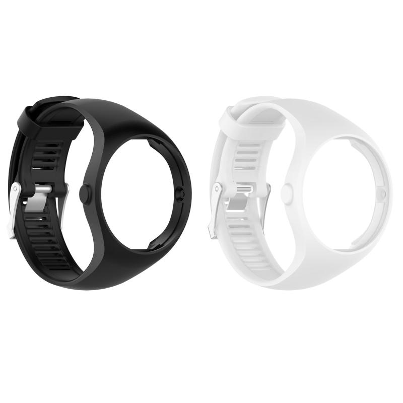RuenTech Replacement Compatible with Polar M200 Bands Integrated Style Silicone Strap Sport Wristband Compatible with Polar M200 GPS Running/Sports Watch-Black White