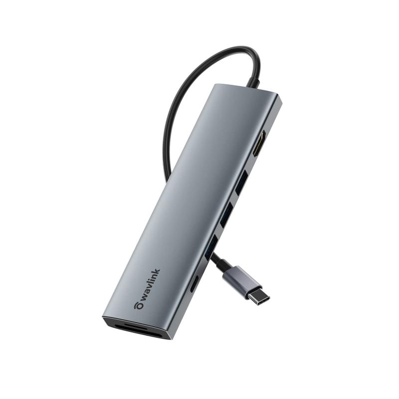 WAVLINK USB-Cɥå󥰥ơ 7-in-1 Type-Cޥݡȥץ PD100W϶ HDMI4K @ 30Hz - SD TFɥå PCUSB 3.0 5Gbpsǡݡ Windows11.10ʹ MacOS򥵥ݡ