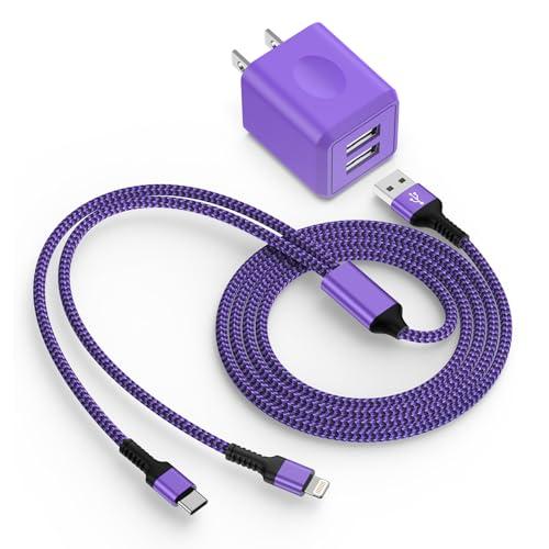 USB 充電器 2ポート 2in1充電ケーブル付き iPhone 充電器 ACアダプター Lightning&amp;Type-Cケーブル 2台同時充電 【PSE認証済み/急速】 USB コンセント 軽量 コンパクト 海外対応 iPhone 15 iPhone14/13/12/iPad/A