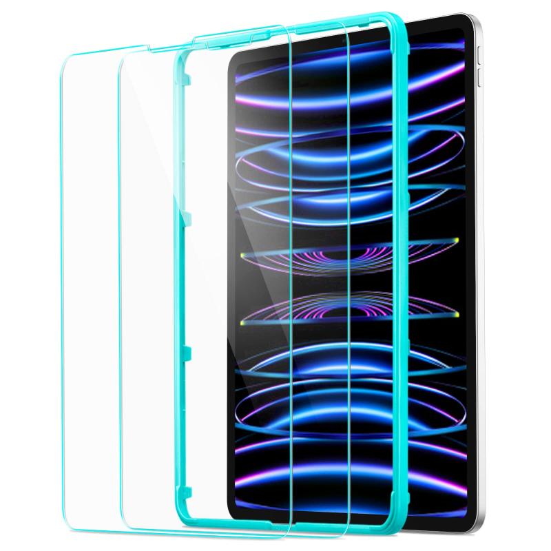 ESR iPad Air 第5世代 フィルム 2022 ipad pro 11インチ ガラスフィルム (2022/2021/2020/2018) 対応 強化ガラス 保護フィルム ipad air 第4世代 フィルム 2020 10.9 インチ通用 取り付けフレーム付き 傷防止 HDク