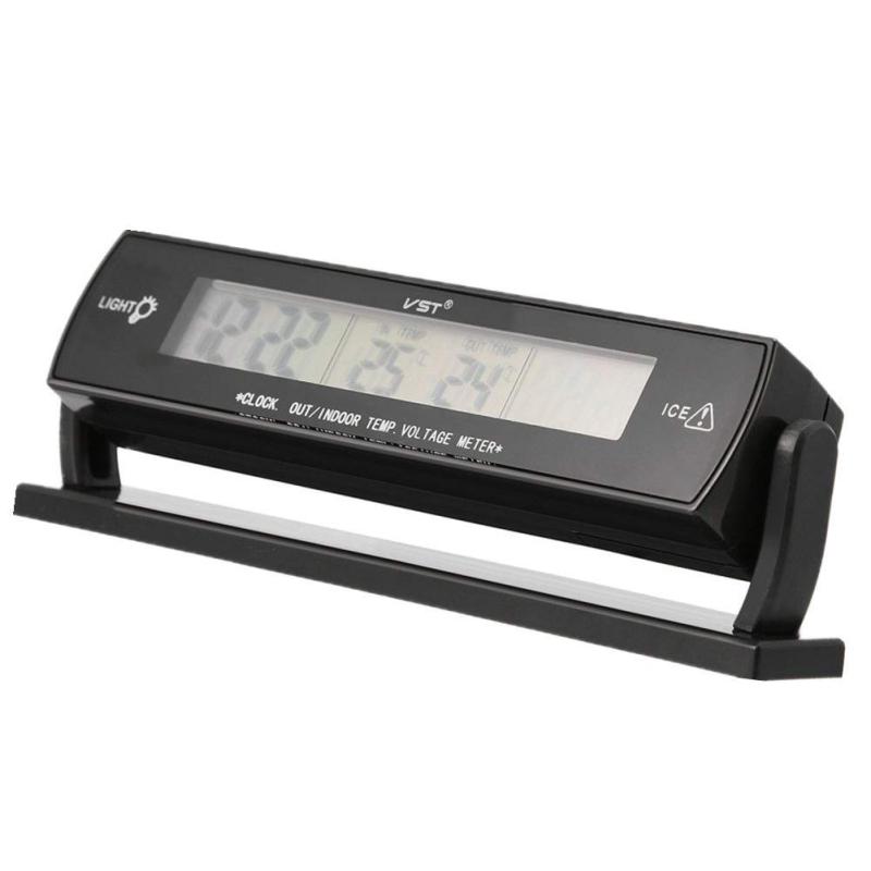 Acouto  高精度オートカー温度 電圧モニター 温度計 電圧計デジタル LCDディスプレイ付き LEDバックライトモード 車の電圧計+温度計