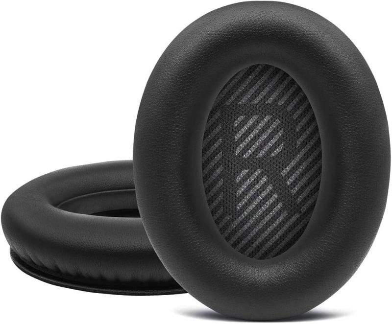 イヤーパッド イヤークッション 交換用Bose QuietComfort 35 35ii 交換パッド ヘッドホンパッド 遮音 ソフトレザー 柔軟性良い シープスキン メモリーフォーム (ブラック)