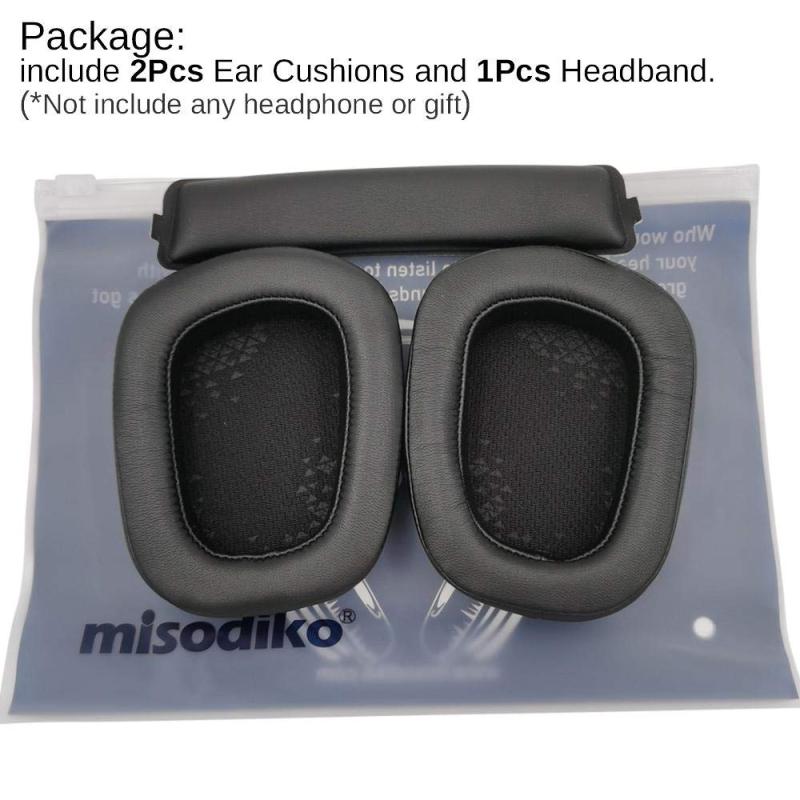 misodiko イヤーパッド クッション ヘッドバンドキット 交換用 Logitech G633 G933 G635 G935 G633S G933S ゲーム用ヘッドセット(ブラックプロテインレザー)