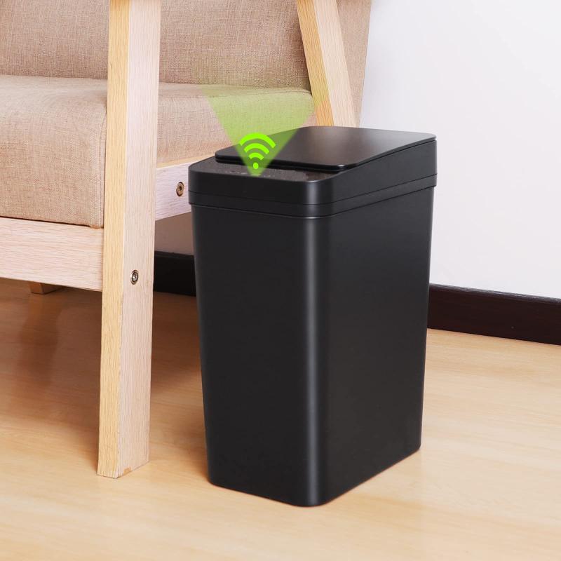 Tydle 【隙間に置ける】ゴミ箱 自動開閉 スリム 9リットル 電池式 蓋付き ダストボックス 幅15.8×奥行23.5×高さ32cm 袋が見えない センサー付き ごみ箱 開けっぱなし可能 薄型 生活防水 省スペ