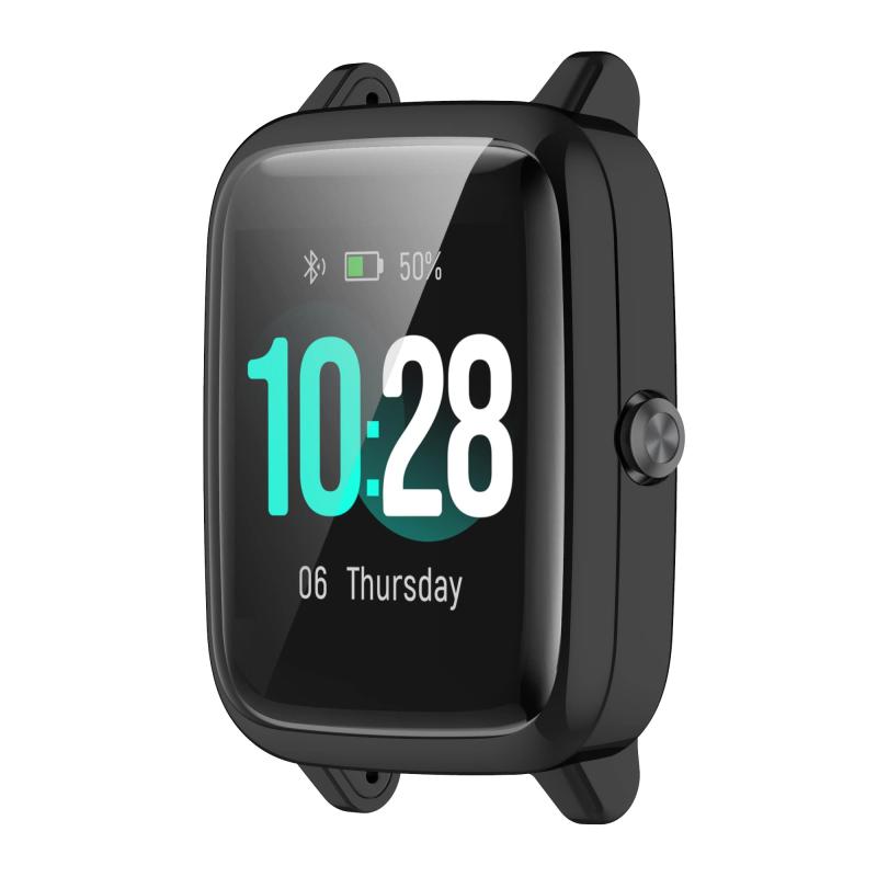 Lamshaw for ID205L Smartwatch ケース, TPU メッキ スクリーンカバー 全面保護バンパー シェル 脱着簡単 耐衝撃性 フィットビット 対応 ID205L Smartwatch / SW021 Smartwatch/Same Appearance 1.3 inch Smartwatch (ブラッ