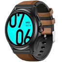 [Lamshaw] for Ticwatch Pro5バンド, レザー ウォッチバンド交換 レトロなベルト 対応 Ticwatch Pro 5 スマートウォッチ (ブラウン)