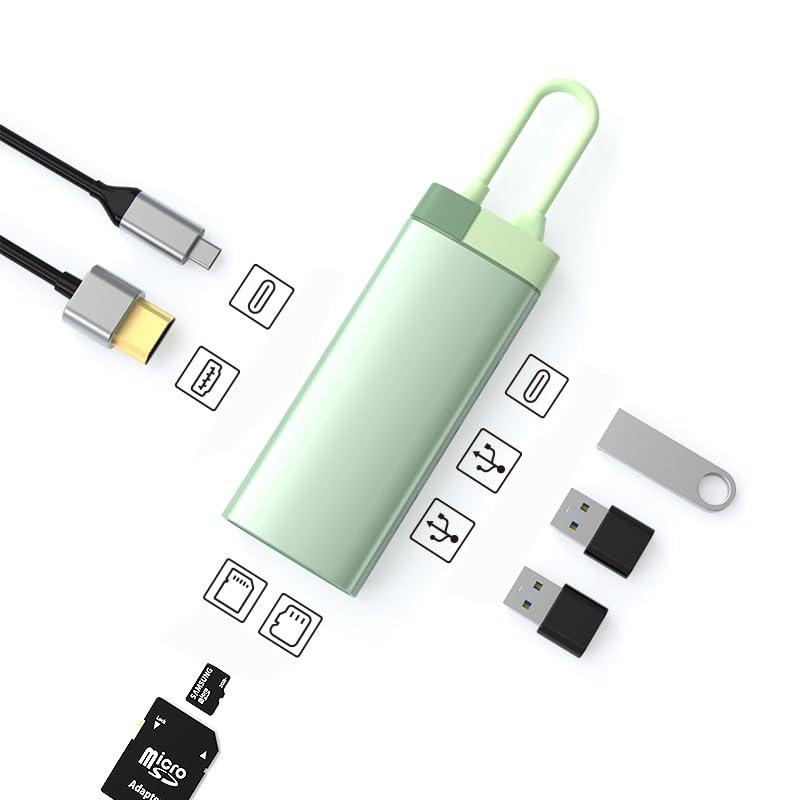 Zacoora USB Cnu 7-IN-1 USB nu 100W PD}[d 1*USB3.0+1*USB2.0|[g 5Gbpsf[^]p nu 4K HDMIo+1*USB-Cf[^]|[g (green)