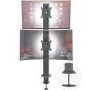 Dual Monitor Articulating Desk Mount Arm Stand - Vertical Stack Screen Supports Two 13 to 34 Inch Computer Monitors with C Clamp HD04B-002