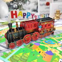 バースデーカード 立体 誕生日カード 列車 メッセージカード グリーティングカード おしゃれ ポップアップバースデーカード 大人 彼氏 子供 プレゼント