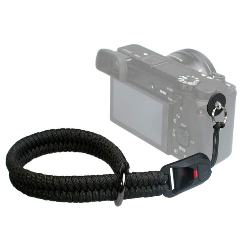 [VKO] カメラリストストラップ クライミングロープ製ハンドストラップ クイックリリースバックル付き 一眼レフ/ミラーレスカメラ用 黒色 