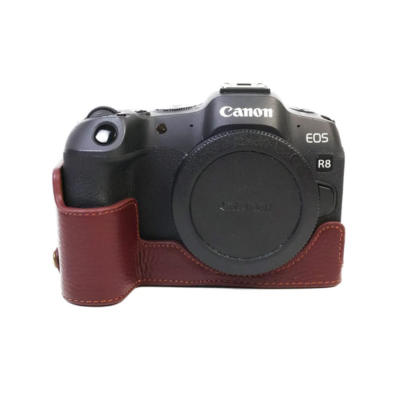 Koowl 対応 Canon キヤノン EOS R8 カメラ バッグ カメラ ケース Koowl手作りトップクラスの牛革カメラハーフケース 一眼カメラケース 防水 防振 携帯型 透かし彫りベース＋ハンドストラ