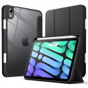 JEDirect iPad mini (A17 Pro 2024 モデル、第7世代) / mini 6 (2021モデル、第6世代) Pencil収納可能 透明バックカバー 薄型 スタンド 衝撃吸収 タブレットカバー オートウェイク/スリープ機能 (ブラ(2)