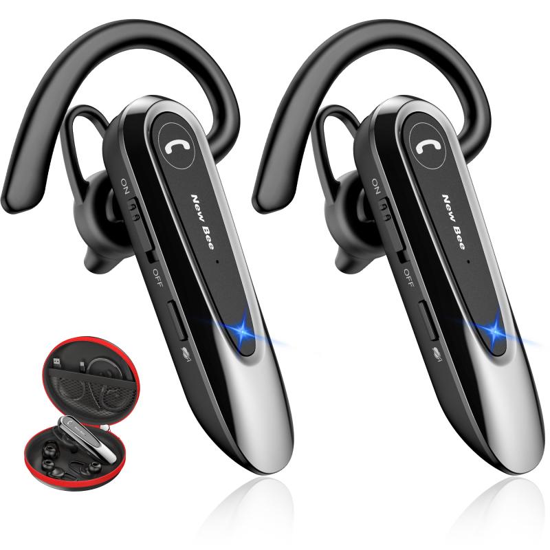New Bee Bluetoothイヤホン 片耳 ハンズフリー通話 イヤホン ノイズキャンセリング 左右兼用 24時間連続使用 両マイク内蔵 2台同時接続 Bluetoothヘッドセット Bluetooth5.0 CVC8.0 リダイヤル/ミュート/SI