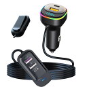 【電圧計&LED多色イルミ】 車 充電器 シガーソケット USB 急速充電 PD 30W&QC3.0 合計105w カーチャージャー タイプc スマホ 車載充電...