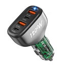 【120W 4ポート】 シガーソケット USB-C急速充電器 【 2023進化モデル】カーチャージャー （2 PD60W 2QC3.0）車 充電器 iPhone 14 Pro Max Samsung Galaxy S23/22 Pixel iPad Air などに対応