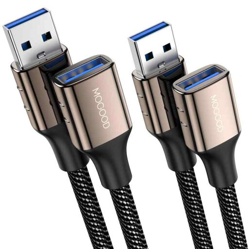 MOGOOD USB 3.0 延長ケーブル2M+2M, USB 延長コード ケーブルを編む Type Aオスからメスへ5 Gbpsデータ転送、延長線コネクタ PC、ノートパソコン、スキャナー、プリンター、ドライブ、カメラ、マウ MOGOOD USB 3.0 延長ケーブル2M+2M, USB 延長コード ケーブルを編む Type Aオスからメスへ5 Gbpsデータ転送、延長線コネクタ PC、ノートパソコン、スキャナー、プリンター、ドライブ、カメラ、マウ