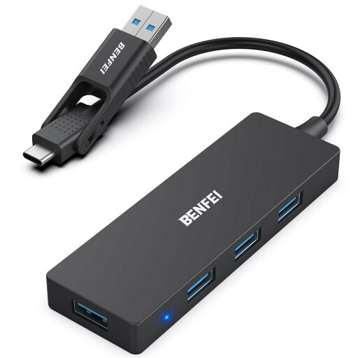 BENFEI USB-C/USB-A 2-in-1 4ポートハブ USB3.0 5Gbps高速転送対応 コンパクト軽量設計 バスパワー給電 iPhone15 Pro/Max/MacBook/iMac/Surface Pro/ノートPC対応 テレワークリモ BENFEI USB-C/USB-A 2-in-1 4ポートハブ USB3.0 5Gbps高速転送対応 コンパクト軽量設計 バスパワー給電 iPhone15 Pro/Max/MacBook/iMac/Surface Pro/ノートPC対応 テレワークリモ