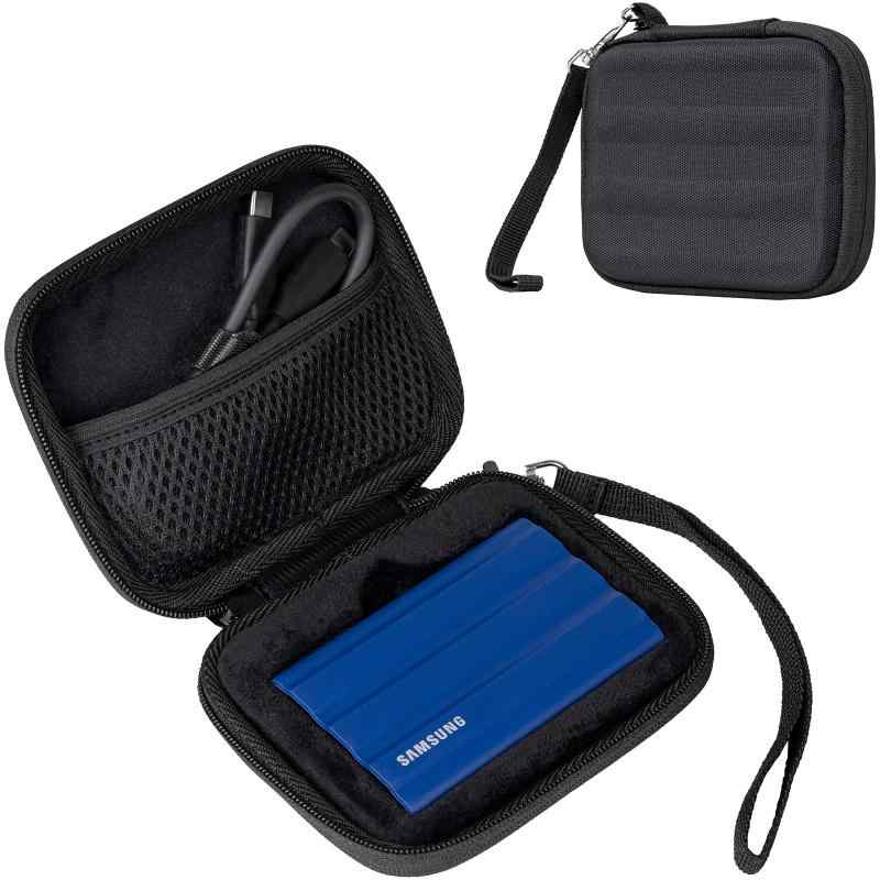 ProCase サムスン T7 外付けSSD (1T/2T) ケース ポータブルSSD収納ケース コンパクト ハードEva 防震 防塵 防衝撃 カバー HDDケース 適用機種: Samsung T7 USB 3.2 1TB 2TB 外付けSSD - ブラ