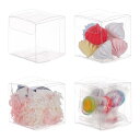 BENECREAT 60個セットPVC透明プラスチックケース 5x5x5cm 折り畳みボックス 防水 バレンタインデー チョコレート入れ 小物入れ クリアギフトボックス