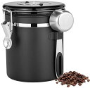 Hoffnugshween コーヒー豆保存容器 キャニスター 密閉容器 1500ml ステンレス 錆びにくい 日付表示 スプーン付き 500g 高密閉性 鮮度保持 酸化防止 茶筒 コーヒー粉 お菓子 砂糖 ナッツ 香辛料 食品(3)