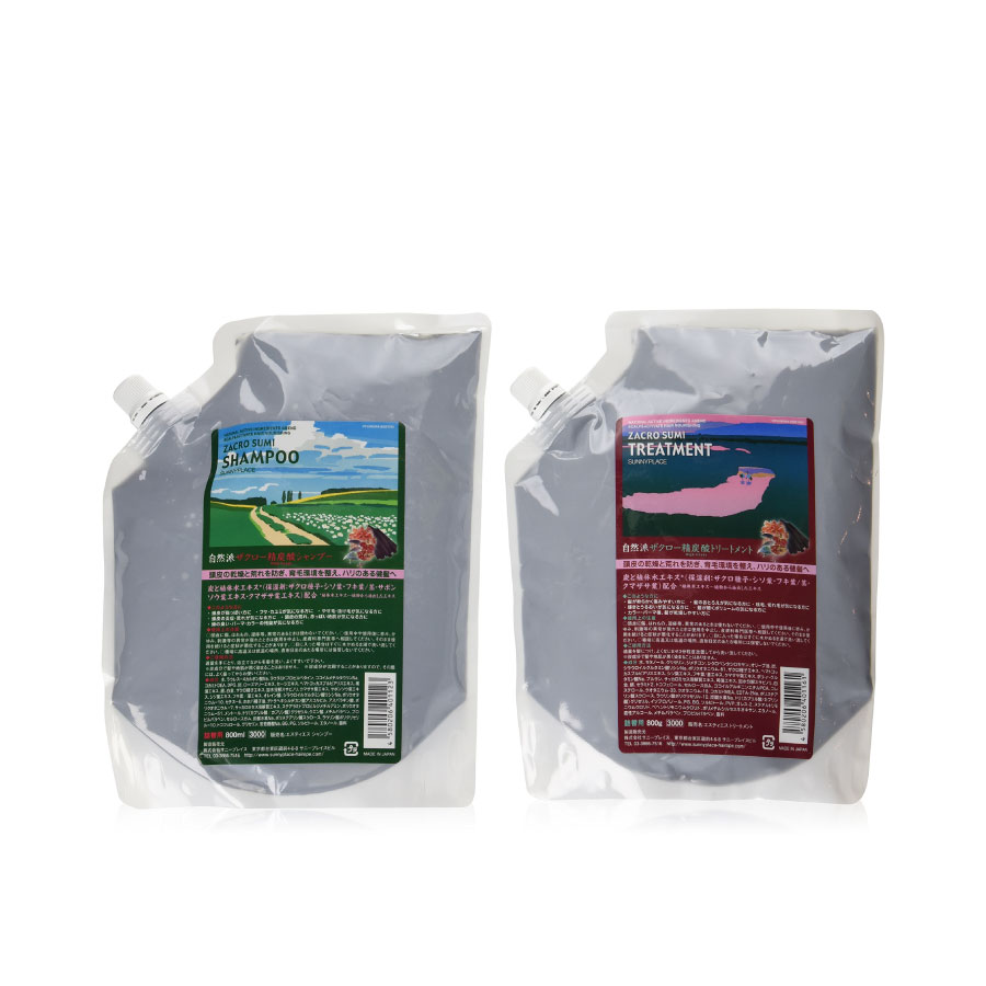 【 セット 】サニープレイス ザクロ 精炭酸 シャンプー トリートメント 800ml レフィル