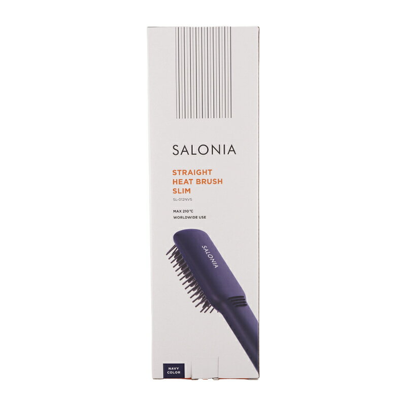 SALONIA サロニア ストレートヒートブラシ スリム ネイビー SL-012NVS ストレートアイロン 美容家電 ヘアケア 頭皮ケア ヘアアイロン[ギフトラッピング対応]