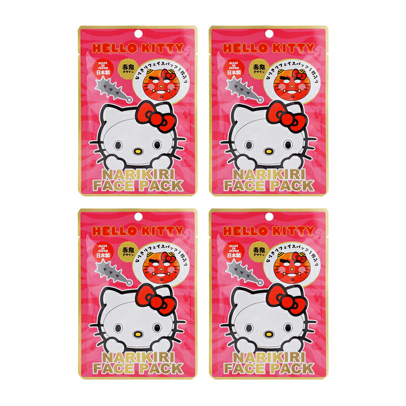 乐天商城 - [4個セット]Sanrio サンリオ なりきりフェイスパック ハローキティ 赤鬼 バラの香り 1枚入り 20mL 旅行[ギフトラッピング対応]