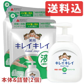 【送料込】キレイキレイ 薬用液体ハンドソープ シトラスフルーティの香り 本体250ml(1個)＆つめかえ用200ml(2個) セット販売 殺菌成分配合 ライオン LION【送料無料】