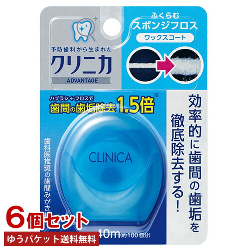 ライオン クリニカ アドバンテージ スポンジフロス ミントフレーバー 40m×6個セット LION【ゆうパケット送料無料】