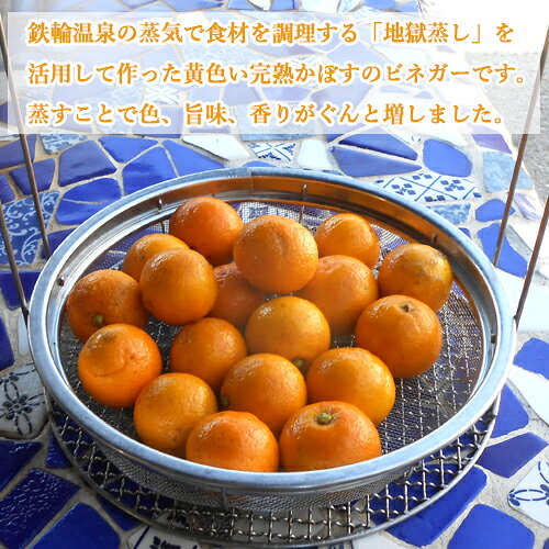コスメボックスの自然から生まれた体にやさしい果実酢 黄金かぼすの地熱ビネガーレギュラーボトル 200mL×2個セット 鉄輪温泉の蒸気で食材を調理する「地獄蒸し」を活用 [鉄輪本舗]【送料込(北海道除く)】｜アングル2
