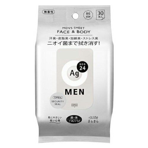 エージーデオ24メン(Ag DEO24MEN) メンズシート フェイス＆ボディ 無香性 30枚入 ファイントゥデイ(Fine Today) BIGサイズ